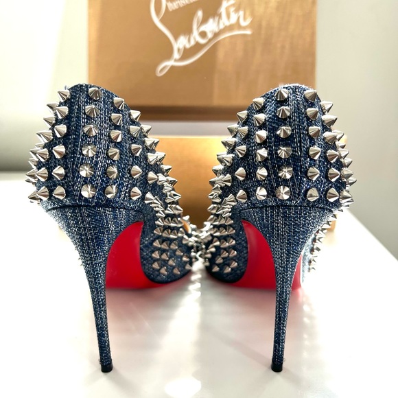 Christian Louboutin FOLLIES SPIKES 100 LAME LUX - Picture 3 of 16